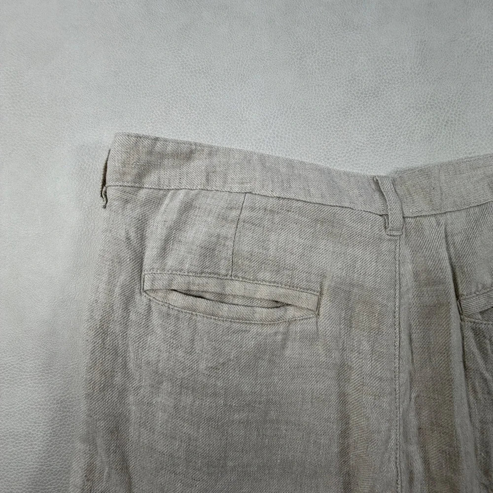 Porter & Ash Mens 100% Linen Pants Pleated Oatmeal Beige Size 32 Summer